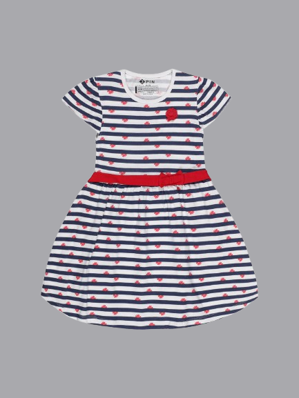 Girls Striped & Amp Printed Dress