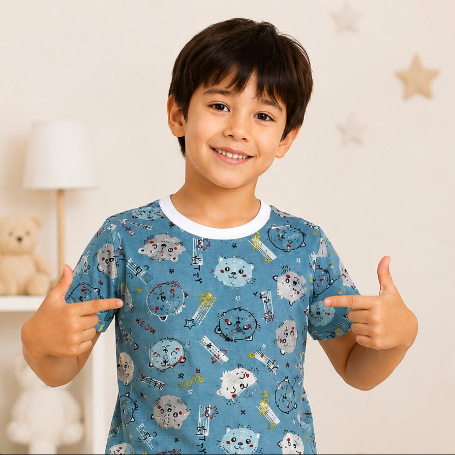 Boys Printed T-shirt with Shorts