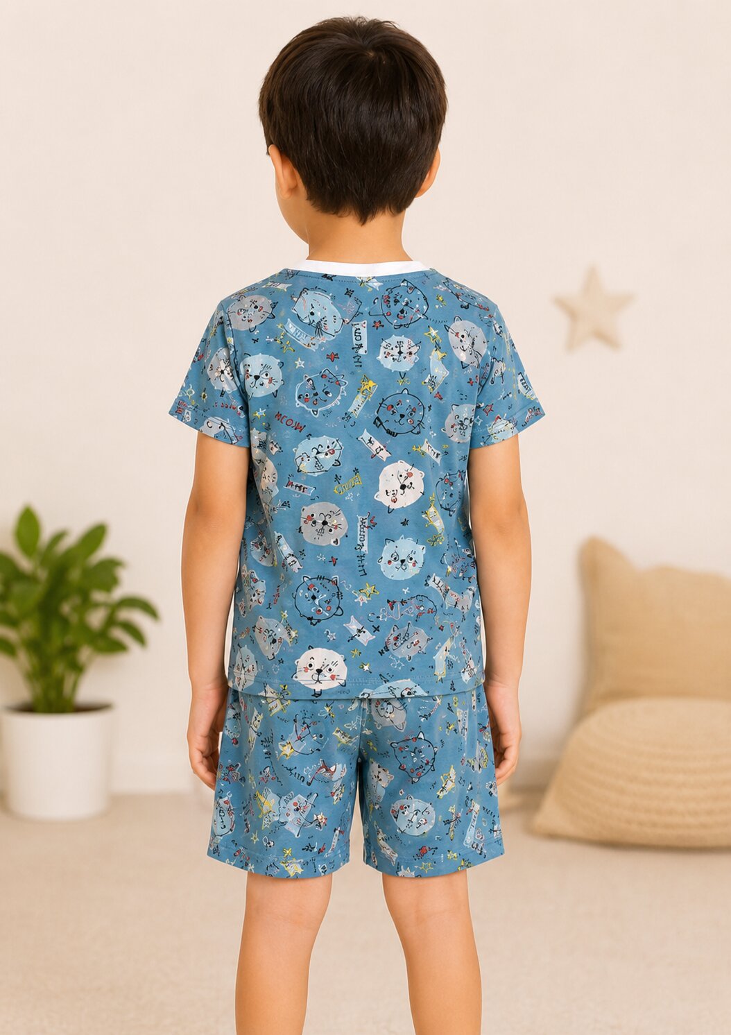 Boys Printed T-shirt with Shorts