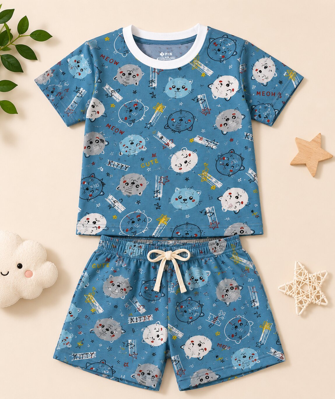 Boys Printed T-shirt with Shorts