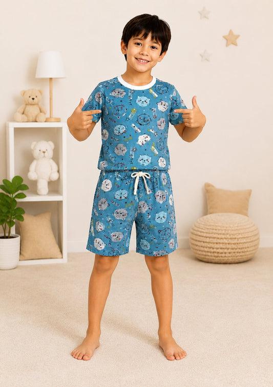 Boys Printed T-shirt with Shorts