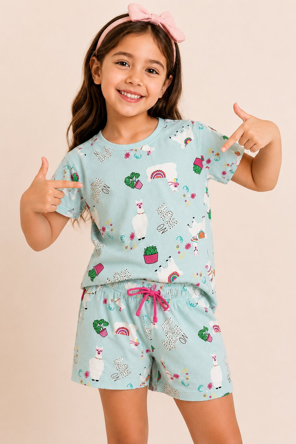 Girls Printed Pure Cotton T-shirt with Shorts