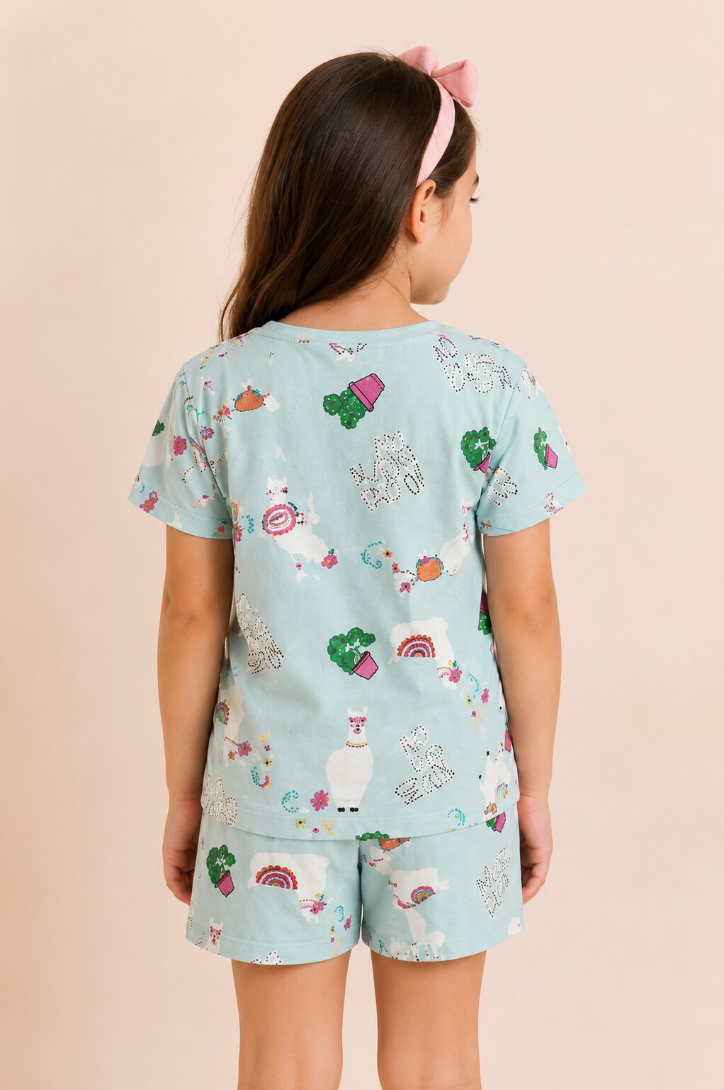 Girls Printed Pure Cotton T-shirt with Shorts