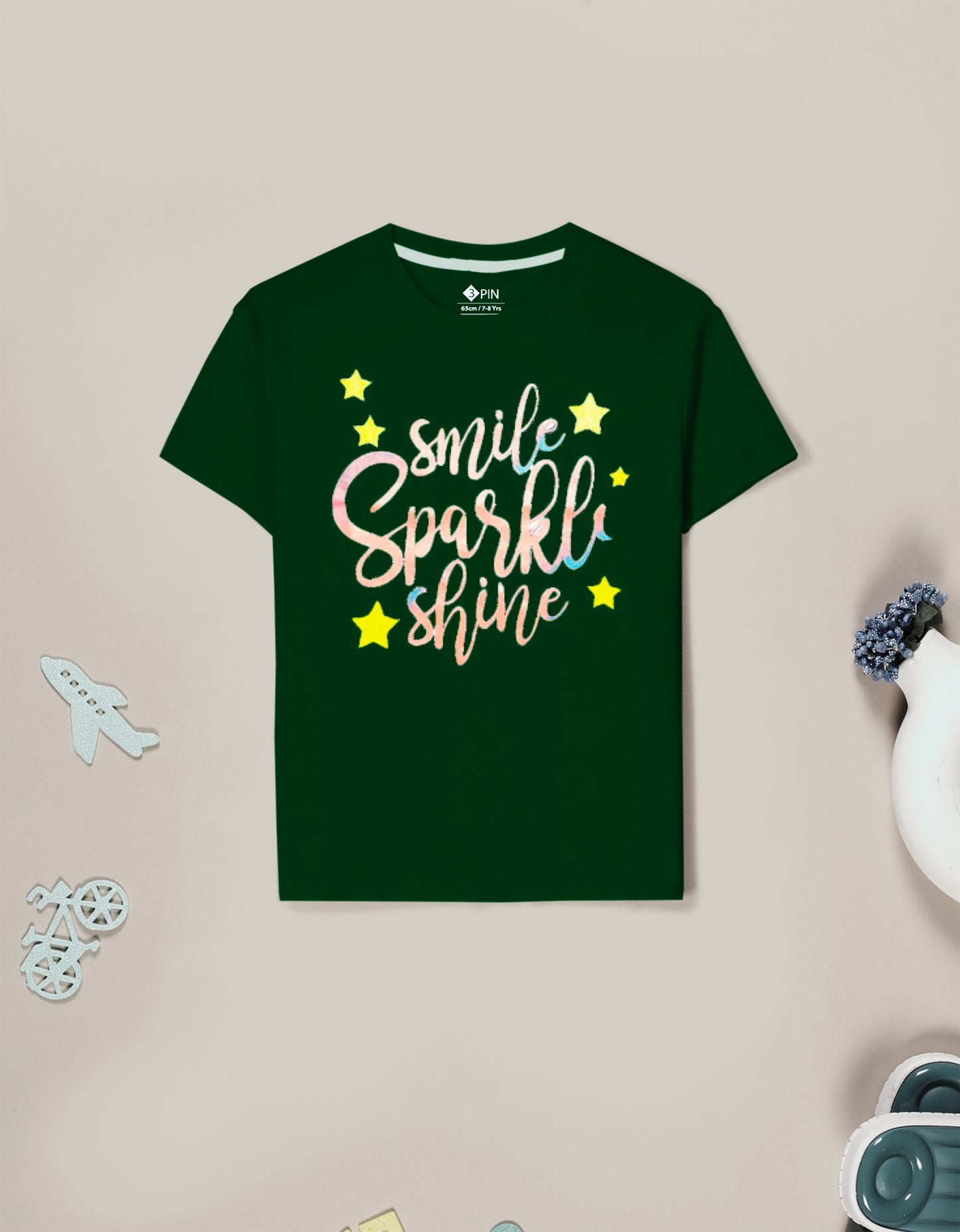 Girls Cotton Printed Round Neck T-Shirt - Pack of 5