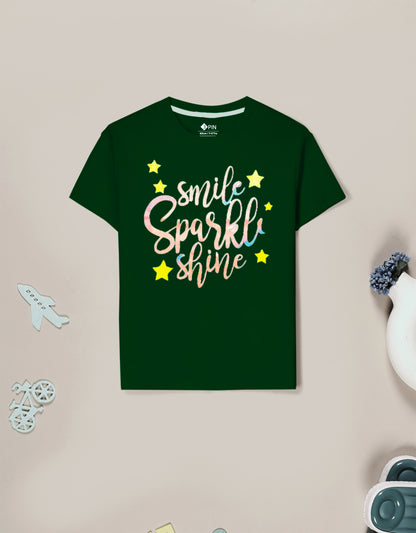 Girls Cotton Printed Round Neck T-Shirt - Pack of 5