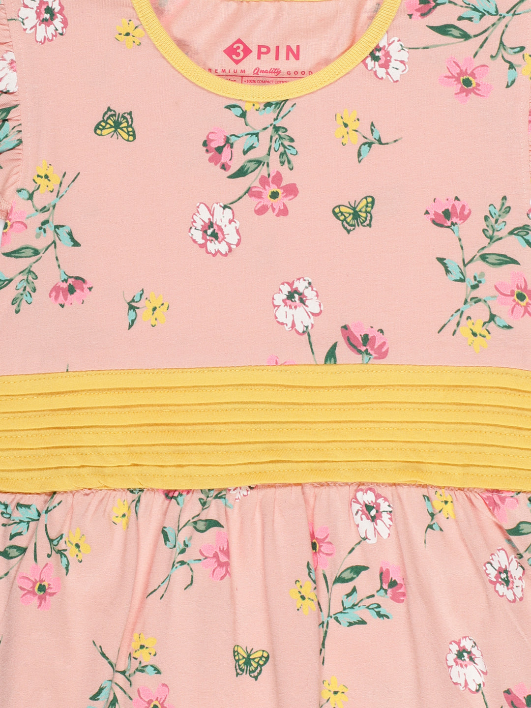 Girls Floral Print Fit & Flare Dress - PINK