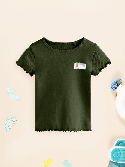 Girls Cotton Solid Round Neck T-Shirt - Pack of 5