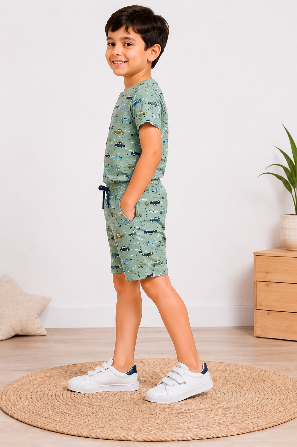 Boys Printed T-shirt with Shorts