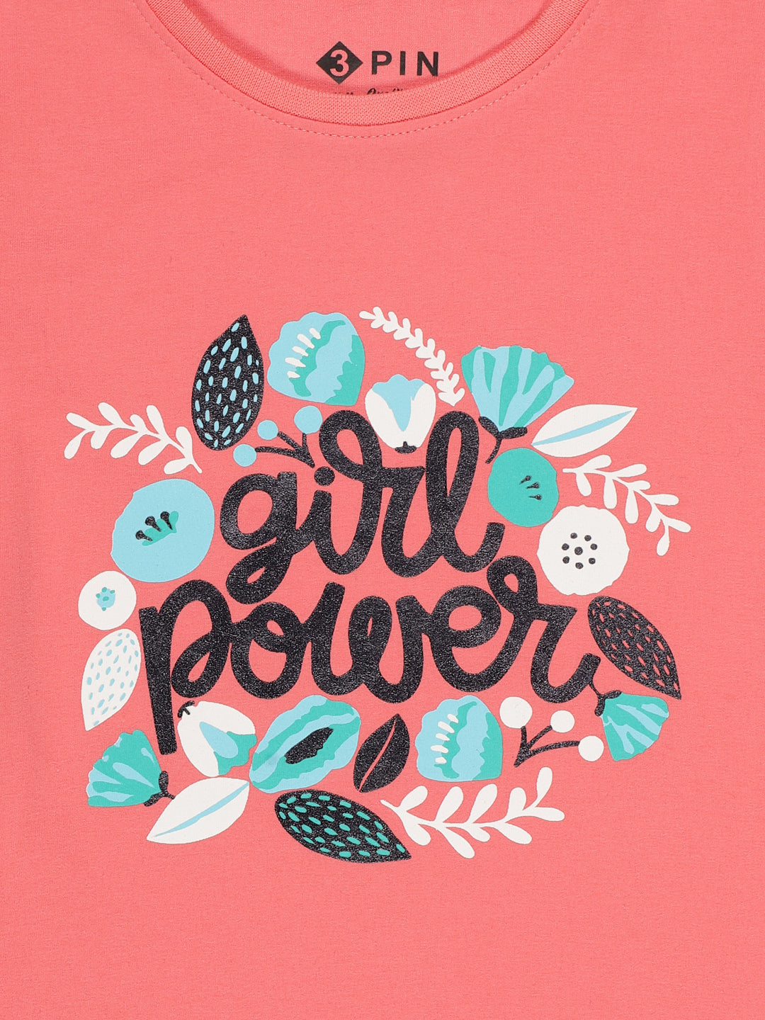 Girls Half Sleeves Floral Printed Flared Dress - Coral Pink