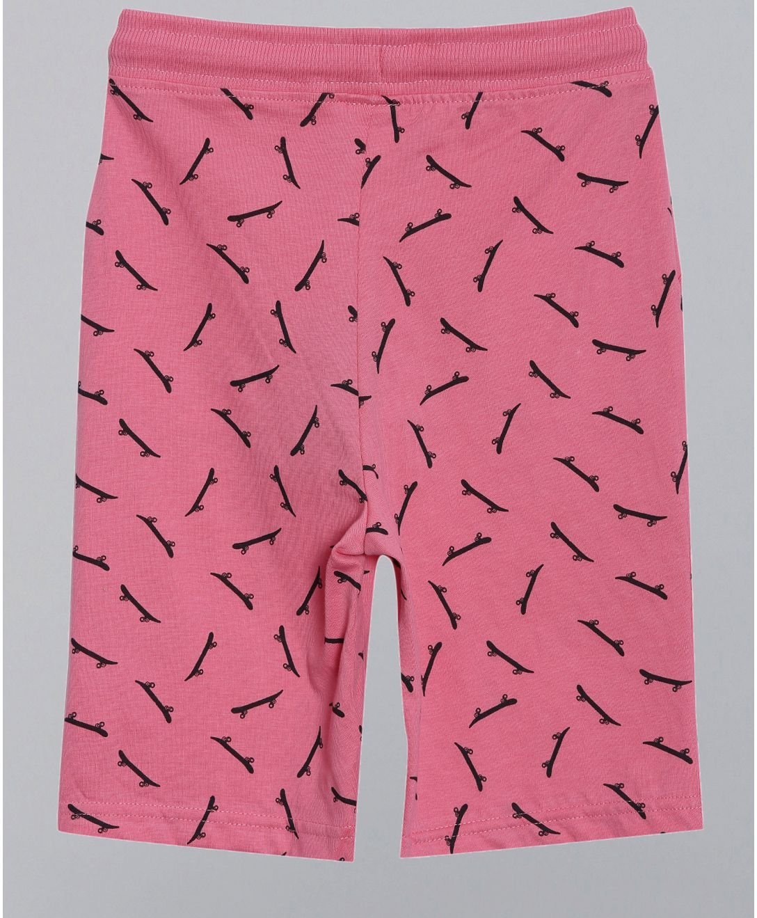 BOYS PACK OF 2 ALL OVER PRINT AND COLOUR BLOCK SHORTS - BLACK AND PINK