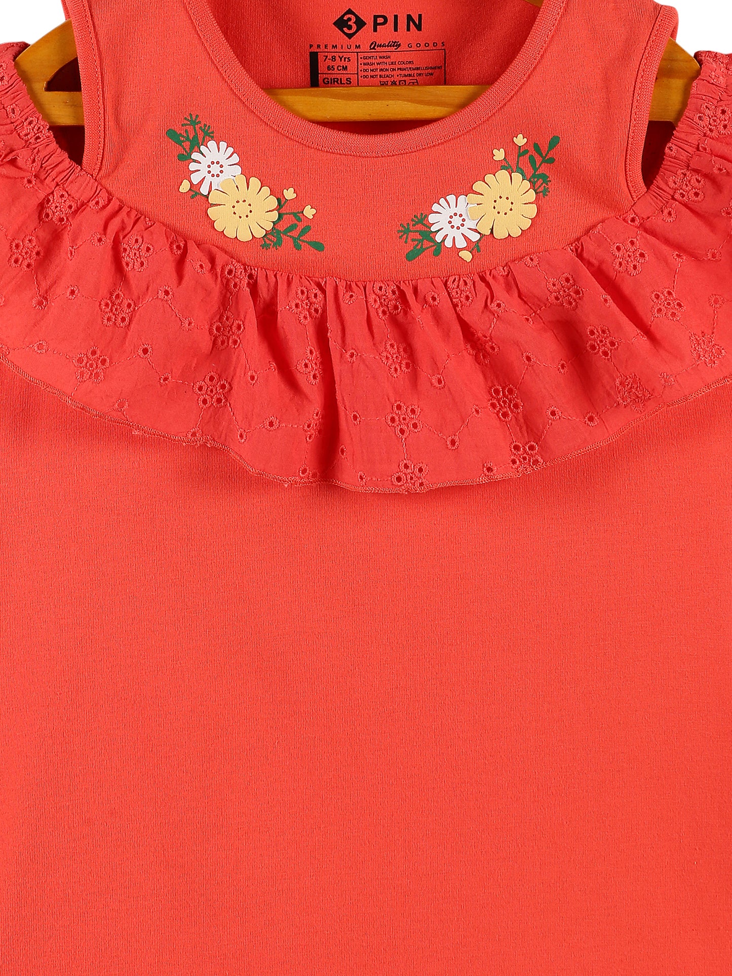 Girls Round-Neck A-Line Dress - CAYENNE