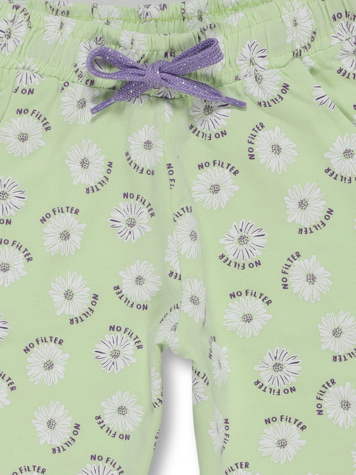 Girls Floral Print Shorts - GREEN