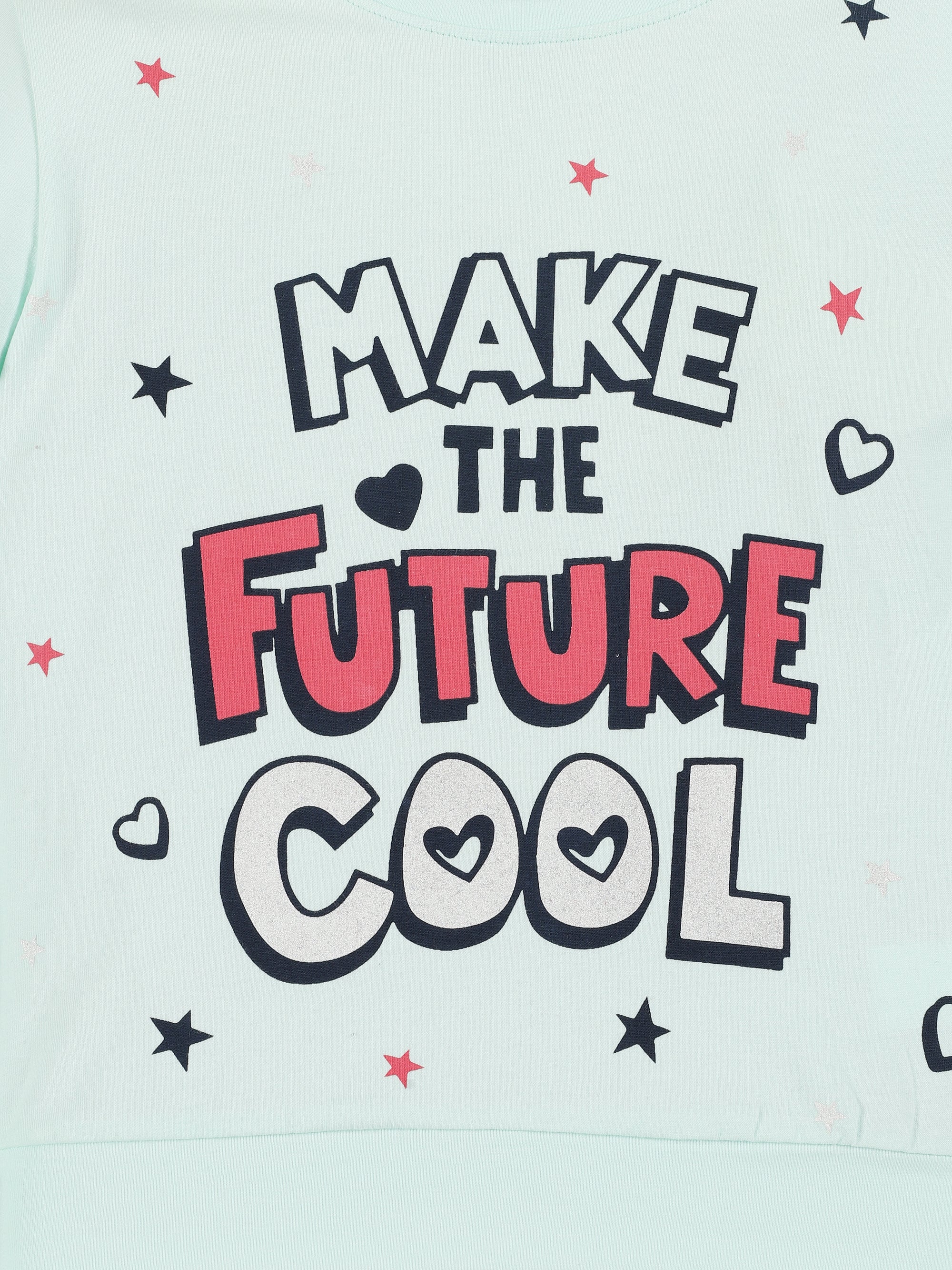 Girls Cotton Printed Round Neck T-Shirt