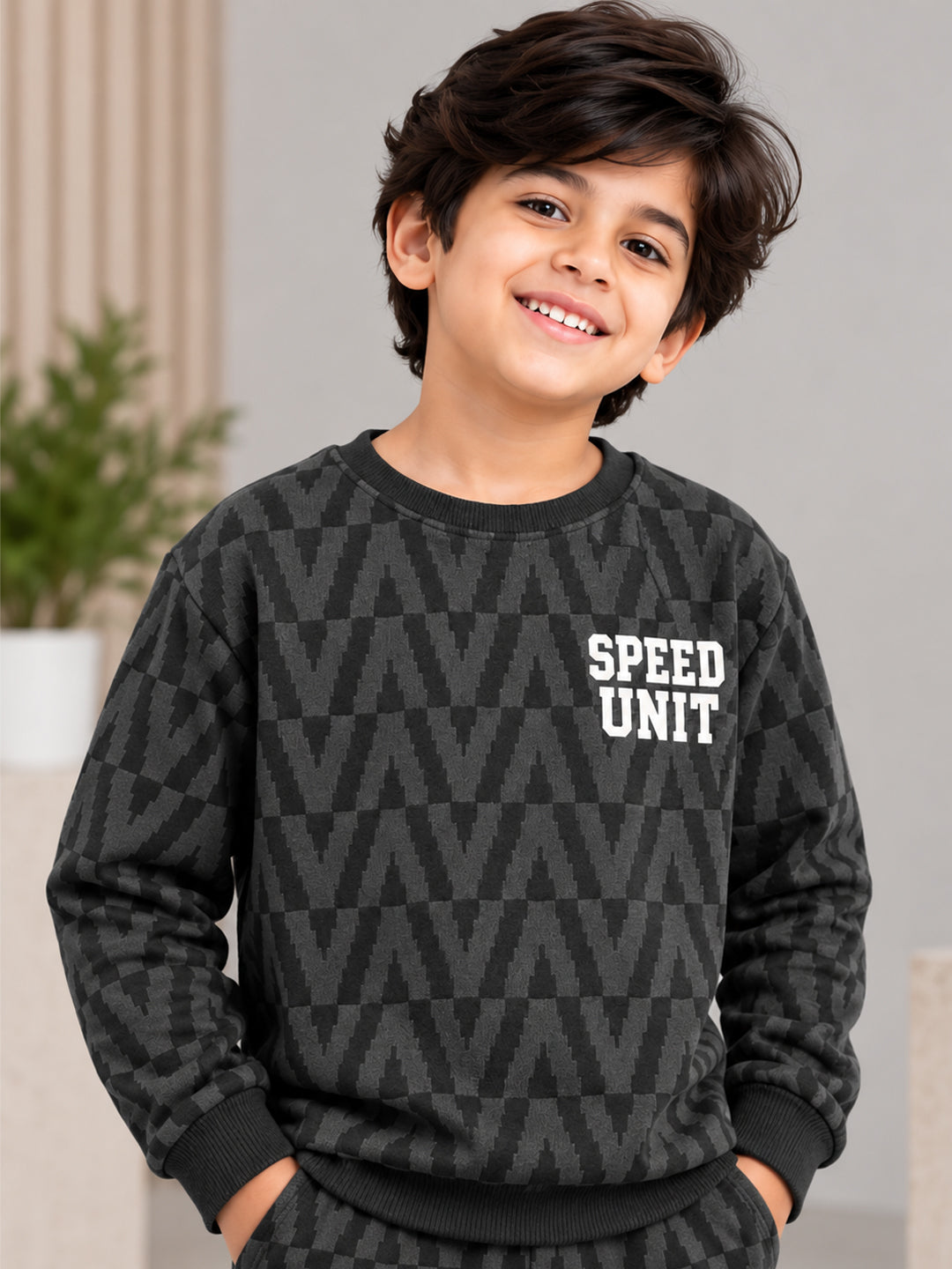 3Pin  Full Sleeve Speed  Printed T-shirt and Pant Set - Black