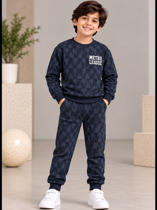 3Pin  Full Sleeve Metro  Printed T-shirt and Pant Set - Grey