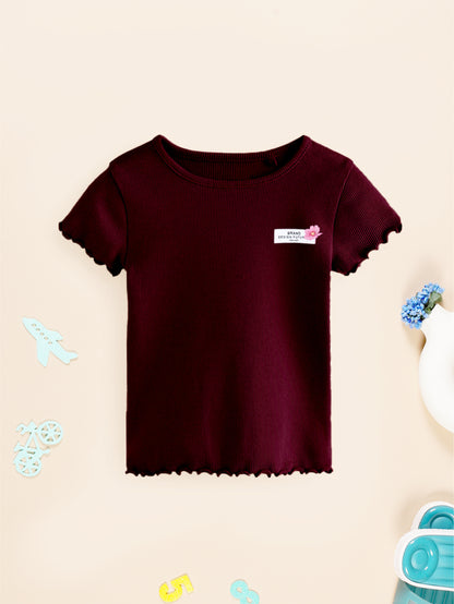 Girls Cotton Solid Round Neck T-Shirt - Pack of 5