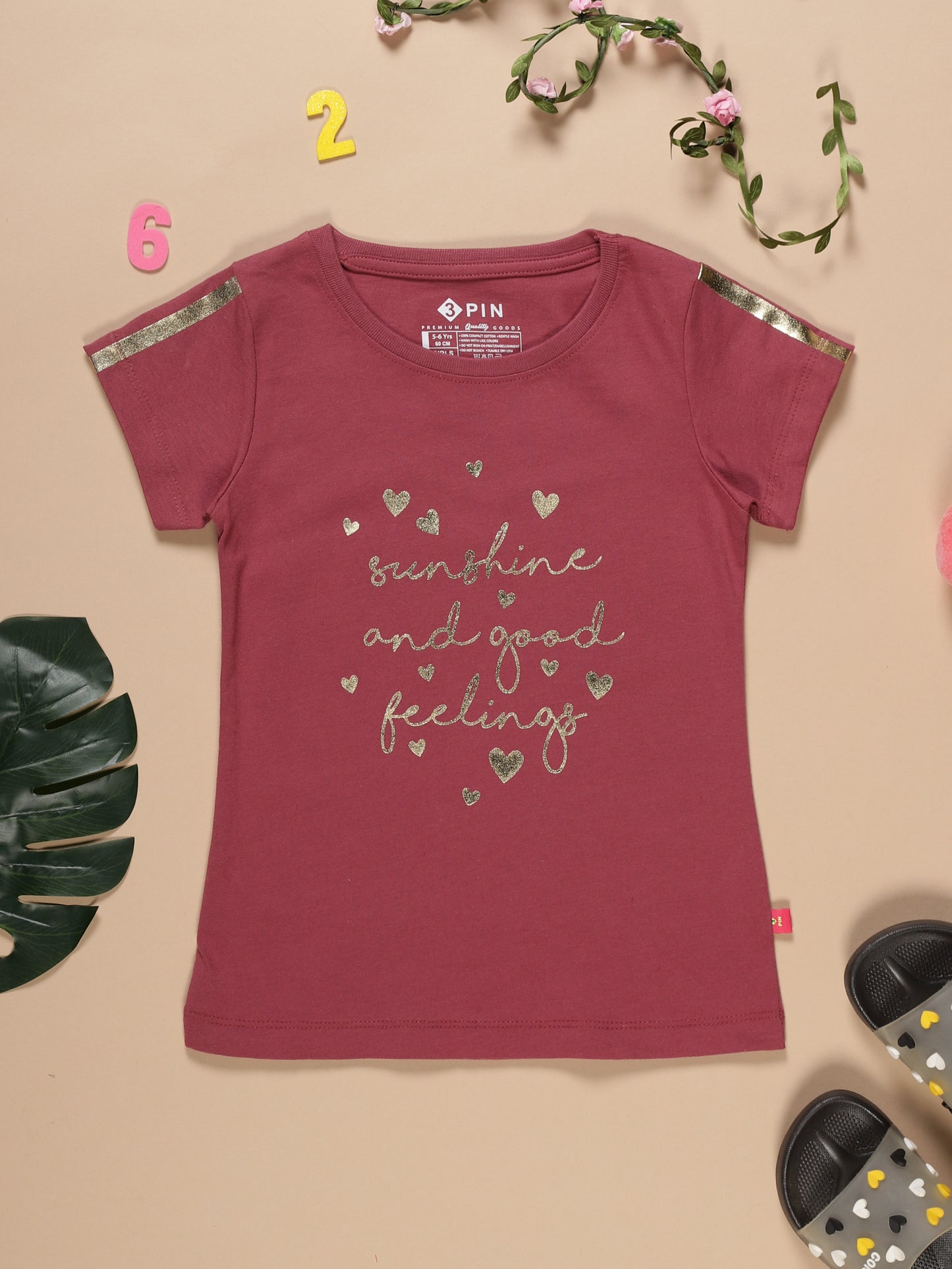 Girls Cotton Printed Round Neck T-Shirt - Pack of 5