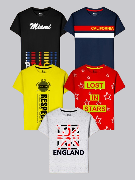 Boyz Cotton TShirts - Pack of 5