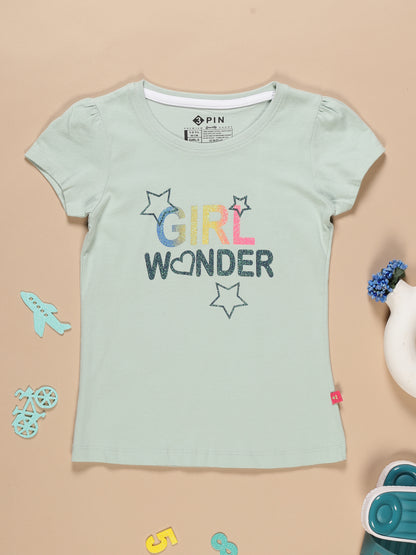 Girls Cotton Printed Round Neck T-Shirt - Pack of 5