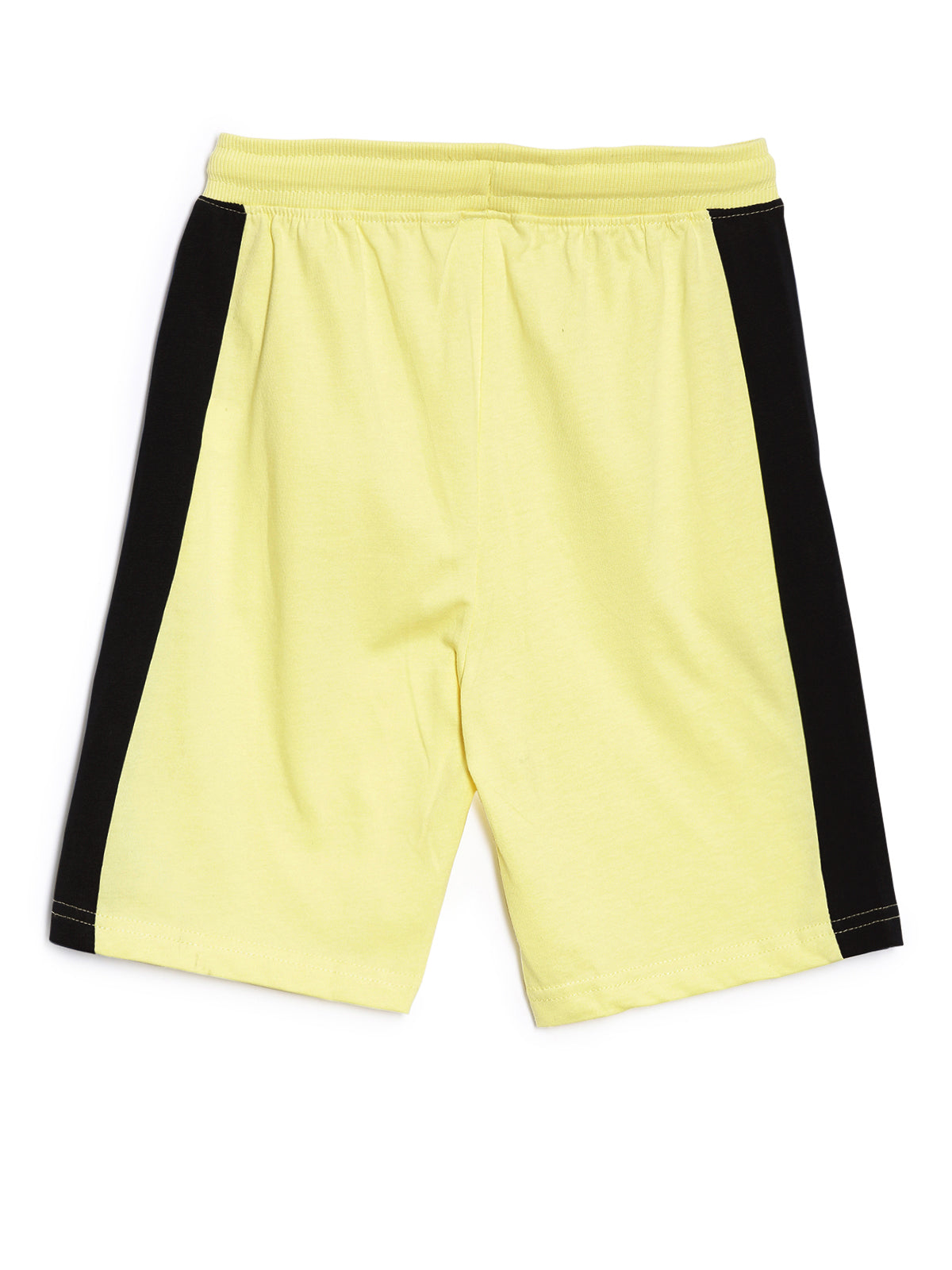 BOYS PACK OF 2 STRIPED AND COLOUR BLOCK SHORTS - BLACK AND YELLOW
