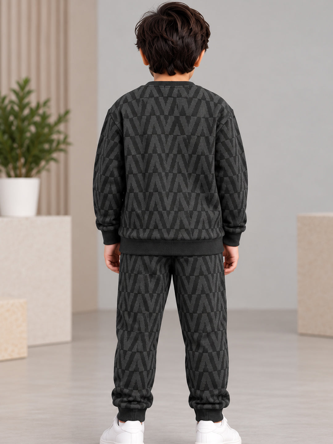 3Pin  Full Sleeve Speed  Printed T-shirt and Pant Set - Black