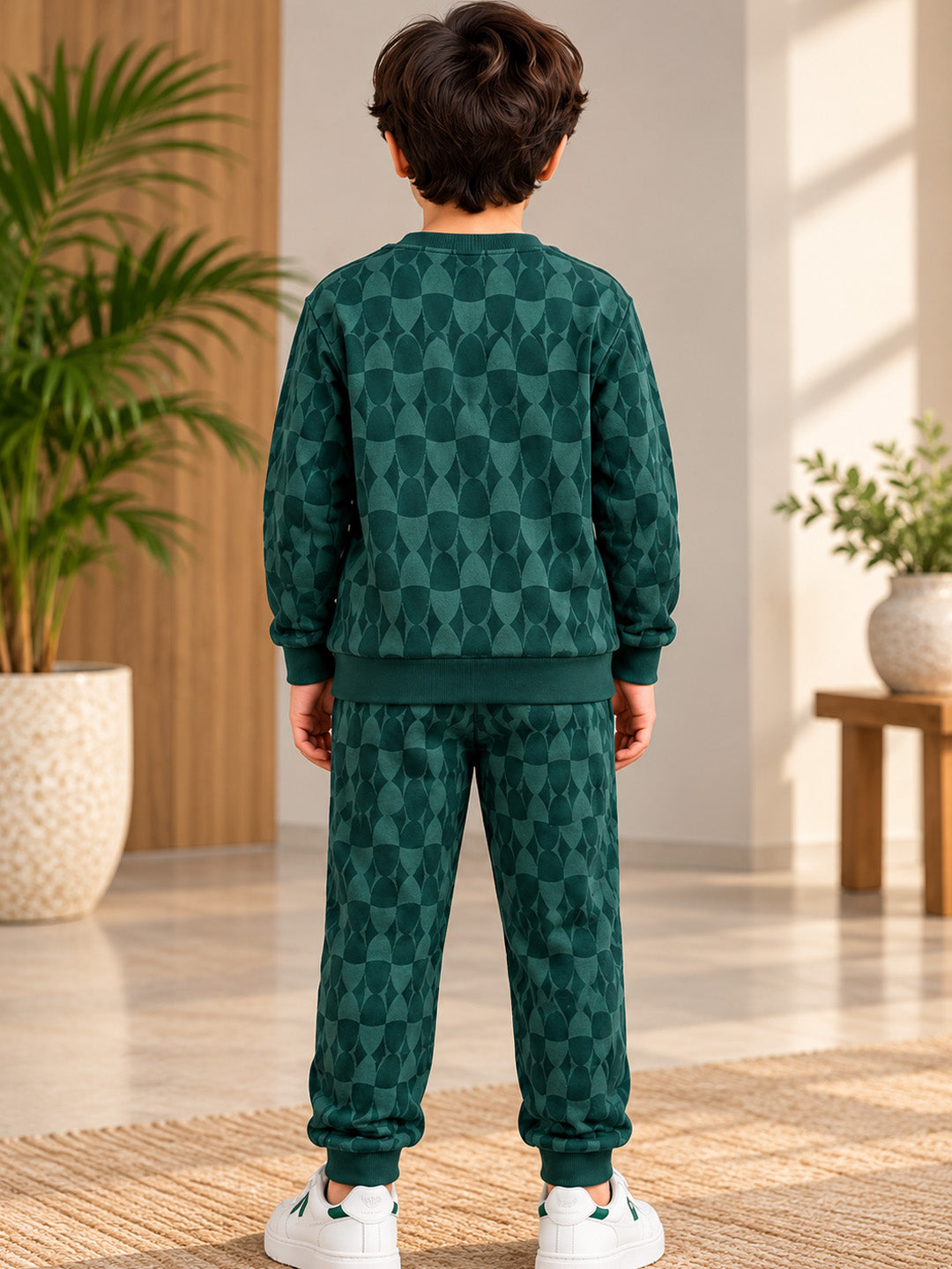 3Pin  Full Sleeve Iron  Printed T-shirt and Pant Set - Green