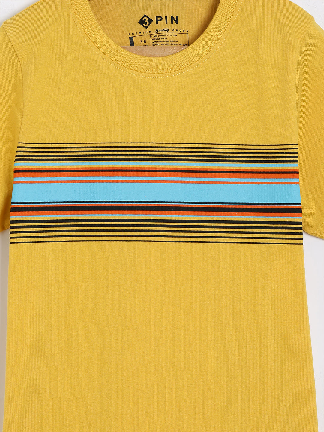 3PIN 100% Cotton Knit Half Sleeve Set of 2 Striped and Motorcycle Printed T-Shirt and Shorts Set - Mustard Yellow and Mint Green