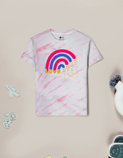 Girls Cotton Printed Round Neck T-Shirt - Pack of 5