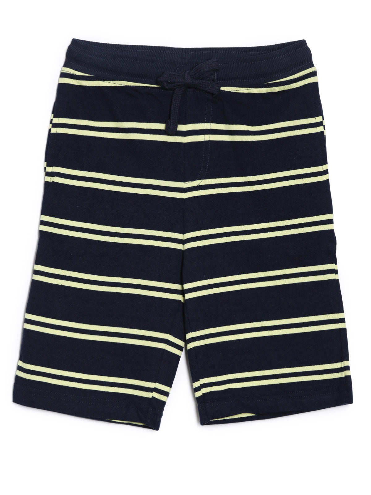 BOYS PACK OF 2 STRIPED AND COLOUR BLOCK SHORTS - BLACK AND YELLOW