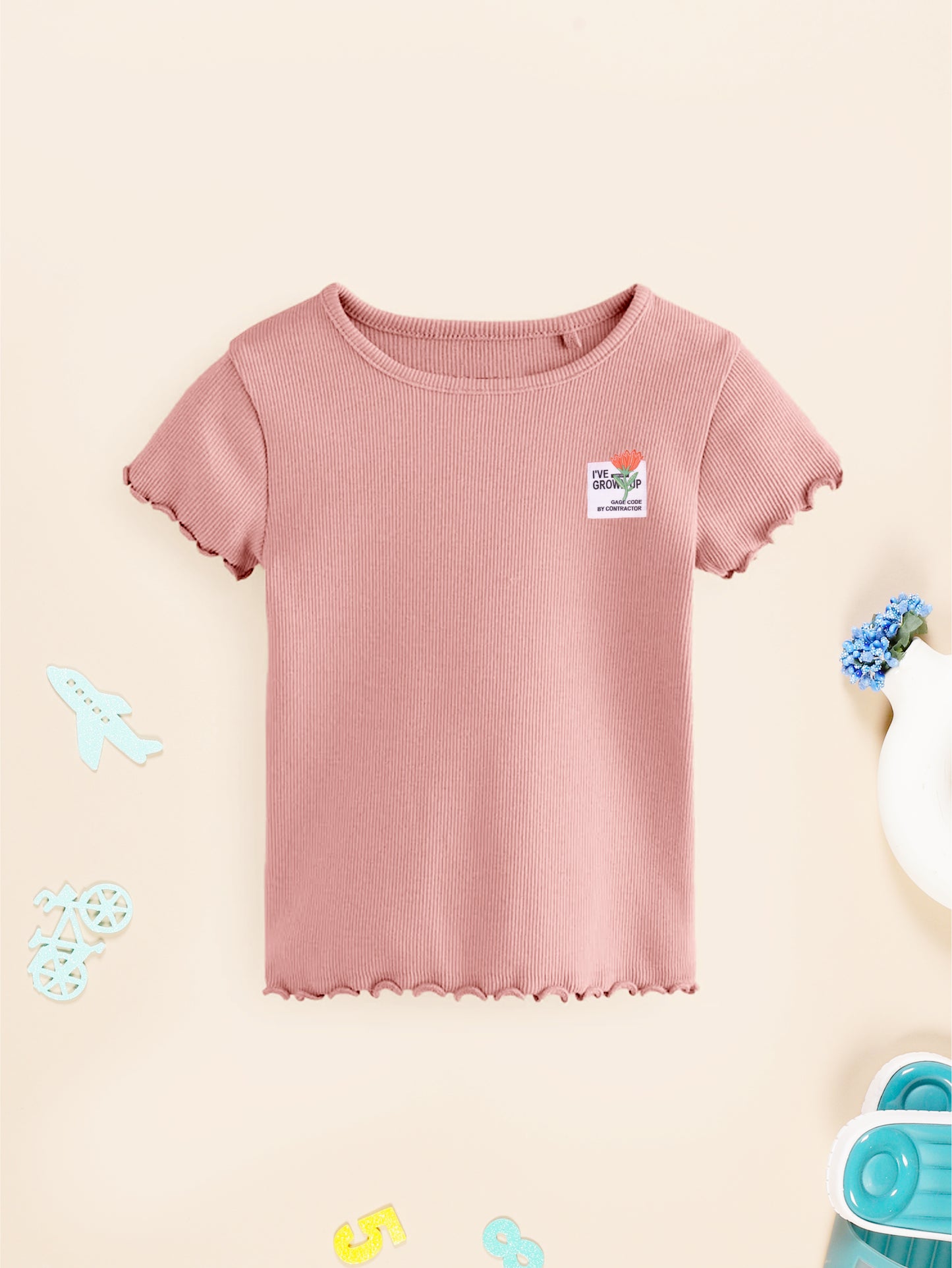 Girls Cotton Solid Round Neck T-Shirt - Pack of 5