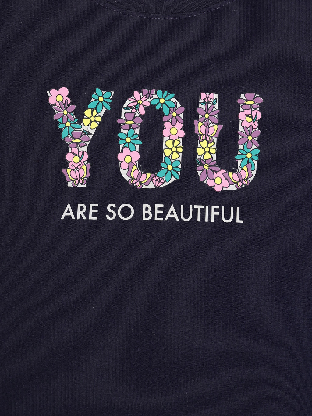 Girls Cotton Printed Round Neck T-Shirt