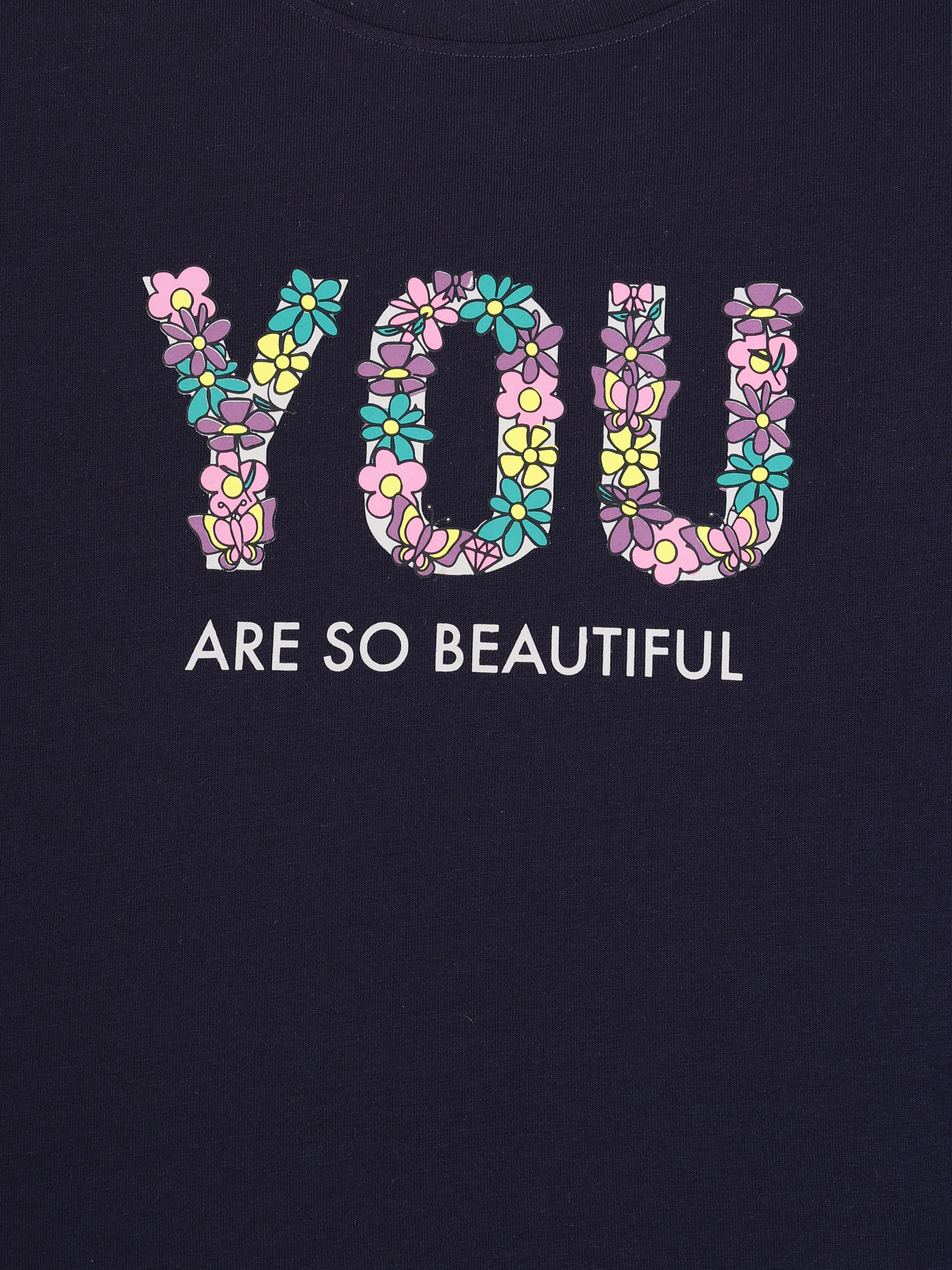 Girls Cotton Printed Round Neck T-Shirt