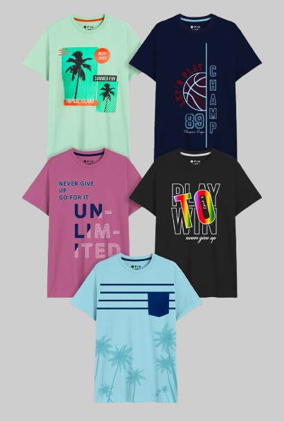 Boyz Cotton TShirts - Pack of 5