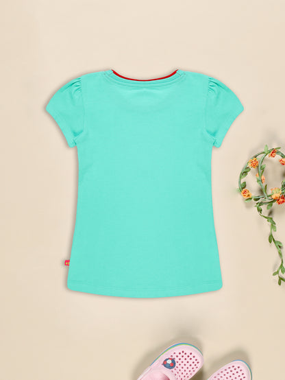 Girls Cotton Printed Round Neck T-Shirt - Pack of 5