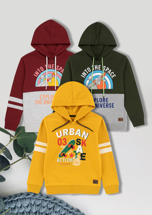 Boyz Cotton Hoodies - Pack of 3