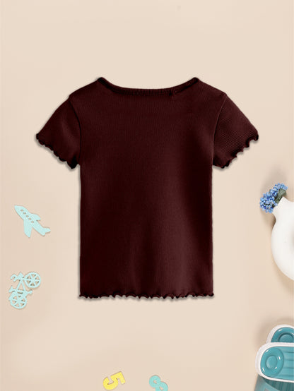 Girls Cotton Solid Round Neck T-Shirt - Pack of 5