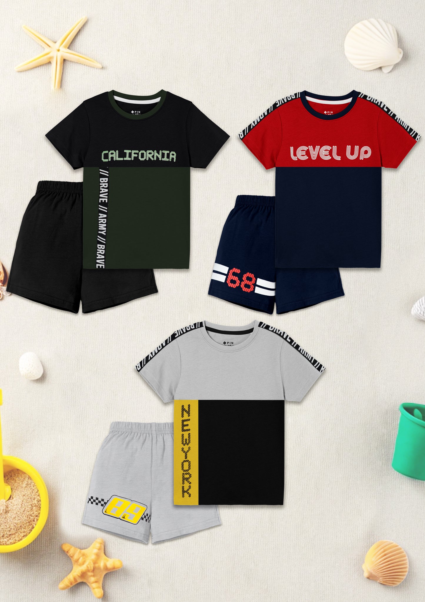 Boys Top and Shorts Set - Pack of 3