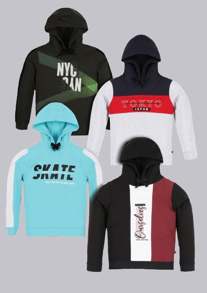 Boyz Cotton Hoodies - Pack of 3