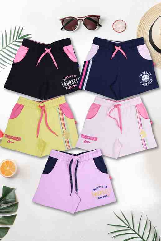 Girls Placement Printed Shorts Pack of 5 - Multi