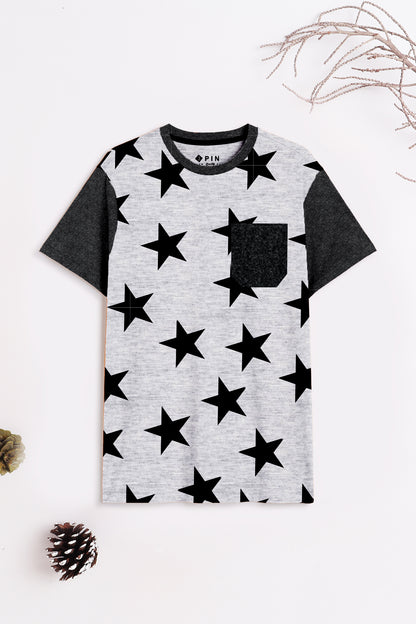 Boys Cotton Printed Round Neck T-Shirt - Pack of 5