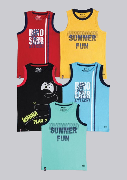 Boyz Cotton Sleeveless Vests - Pack of 5