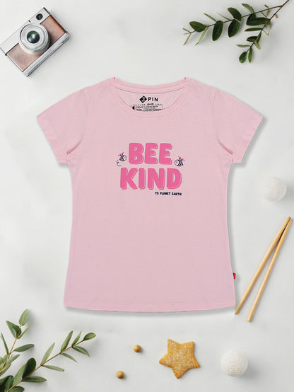 Girls Cotton Printed Round Neck T-Shirt - Pack of 5