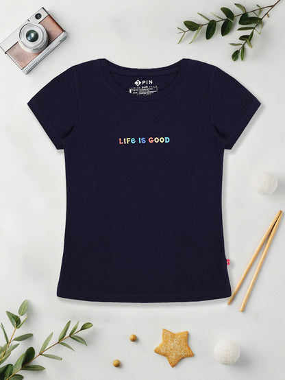 Girls Cotton Printed Round Neck T-Shirt - Pack of 5