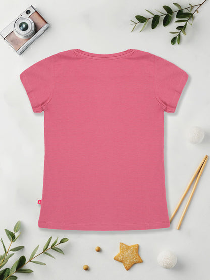 Girls Cotton Printed Round Neck T-Shirt - Pack of 5