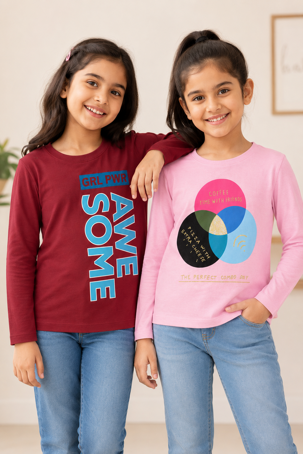 3PIN Girls pack Of 2 T-shirt 2-14 Y