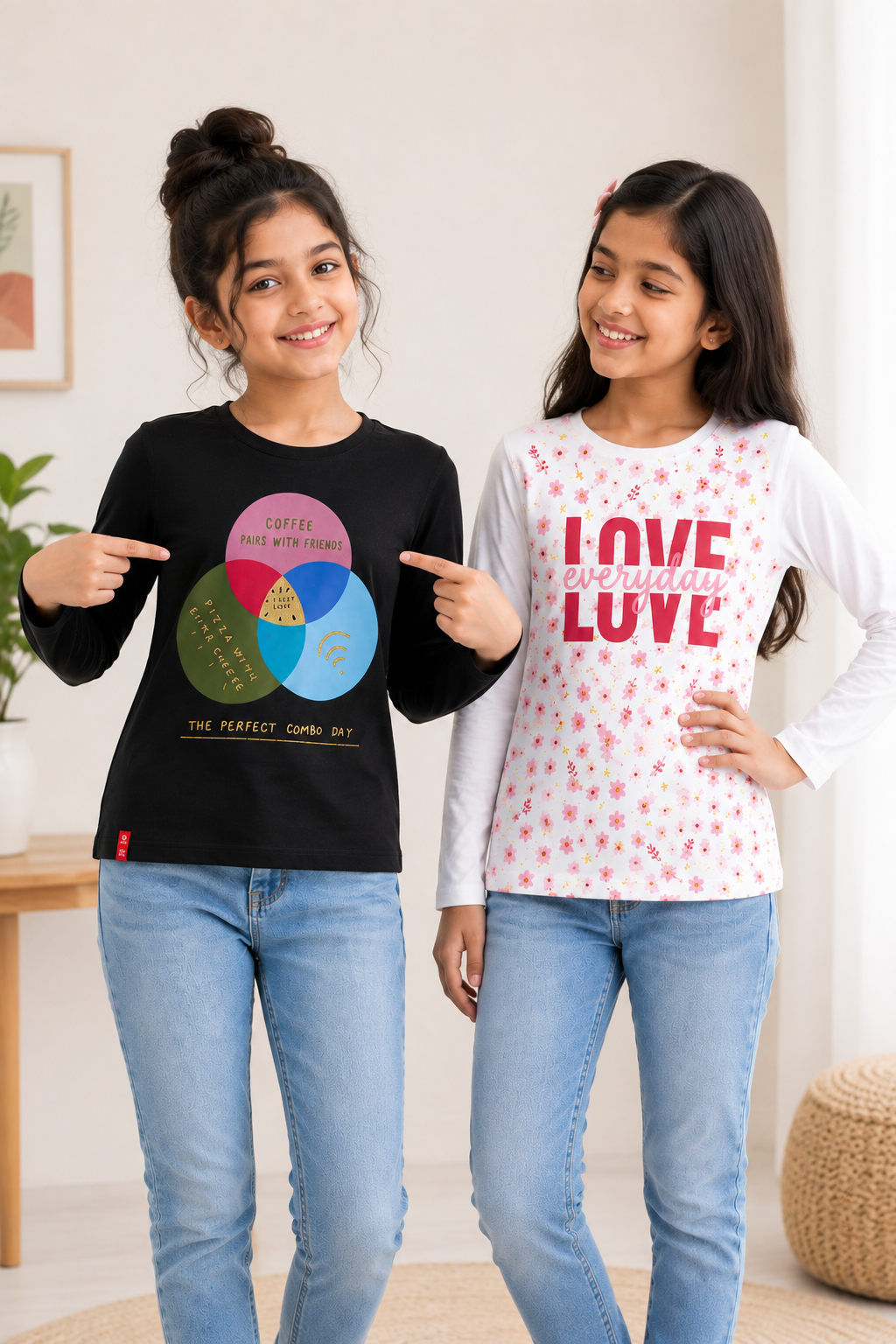 3PIN Girls pack Of 2 T-shirt 2-14 Y