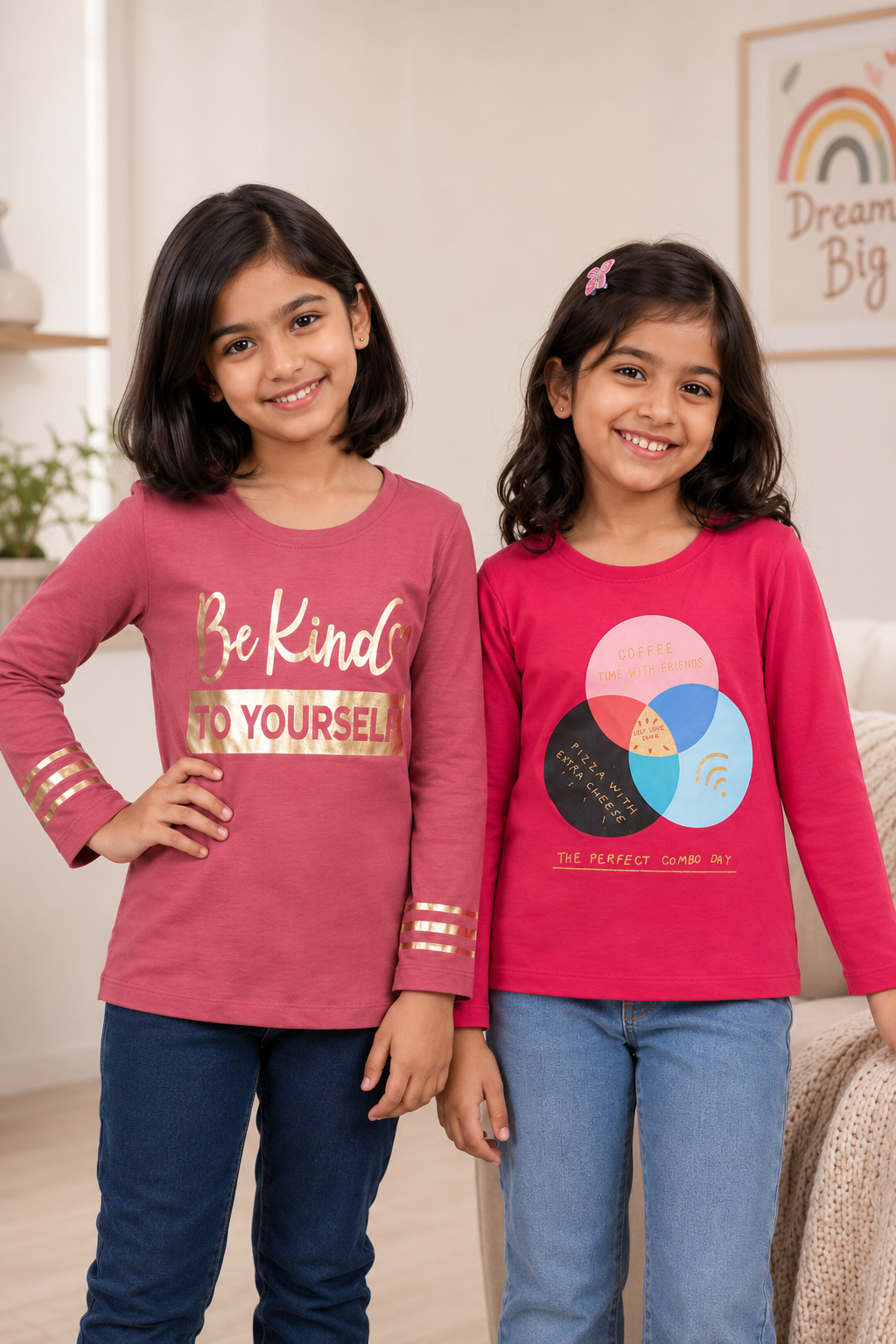 3PIN Girls pack Of 2 T-shirt 2-14 Y