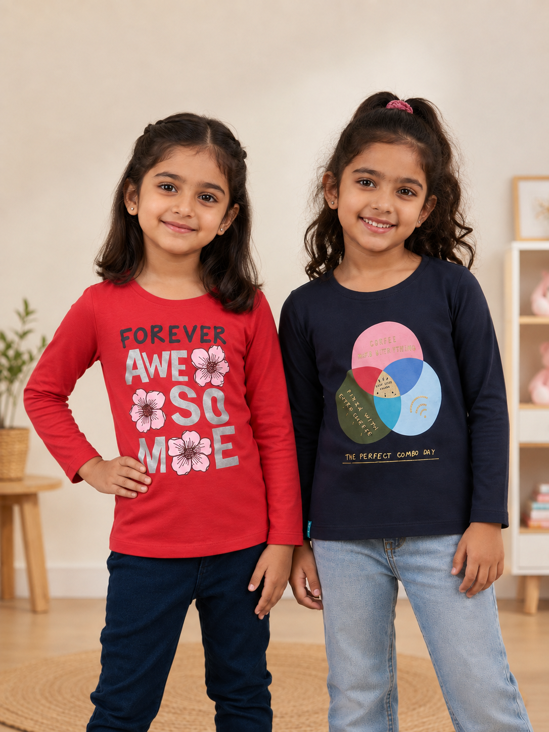 3PIN Girls pack Of 2 T-shirt 2-14 Y