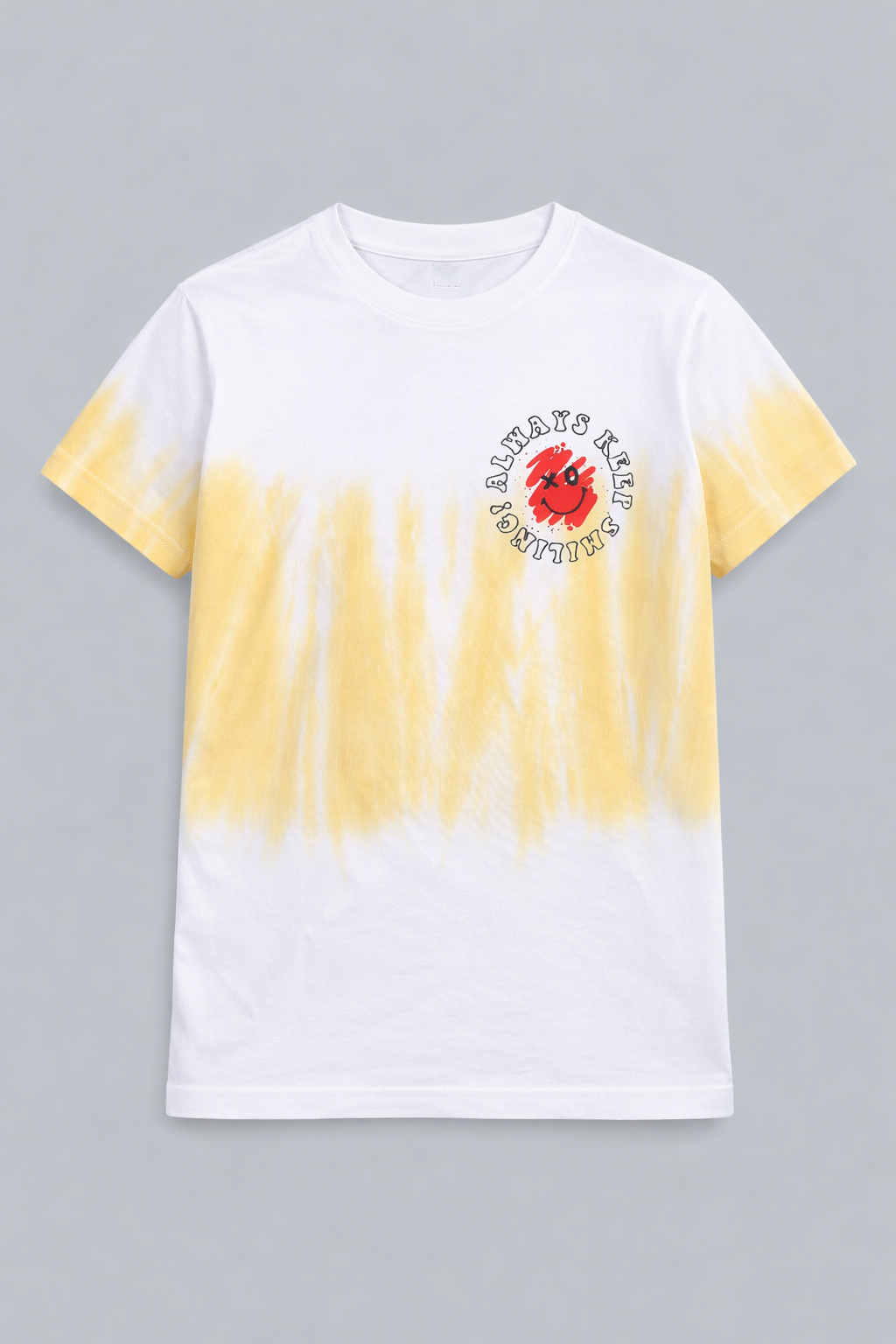 Boys Printed Tie & Dye Round Neck Cotton T-Shirt