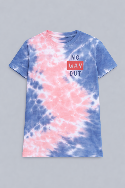Boys Printed Tie & Dye Round Neck Cotton T-Shirt